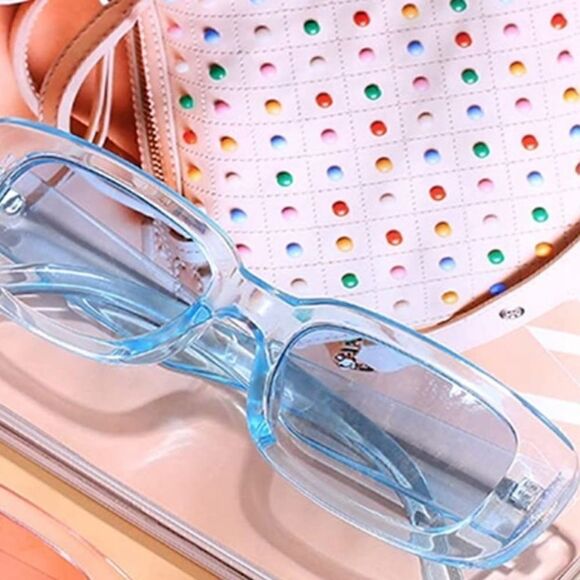 Transparent Blue Rectangle sunglasses 